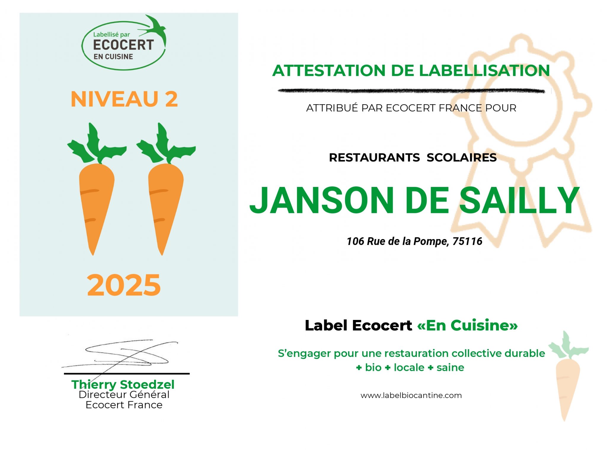 Labellisation ECOCERT en cuisine